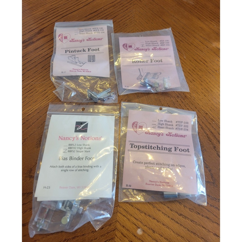 NEW  Sewing Foot Nancy's Notions Pintuck, Roller, Topstitching, Bias Binder